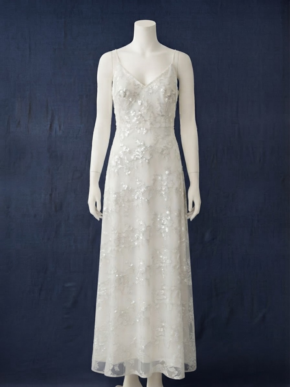 Lulus Elegant White Sequin Floral Slip Dress- size small